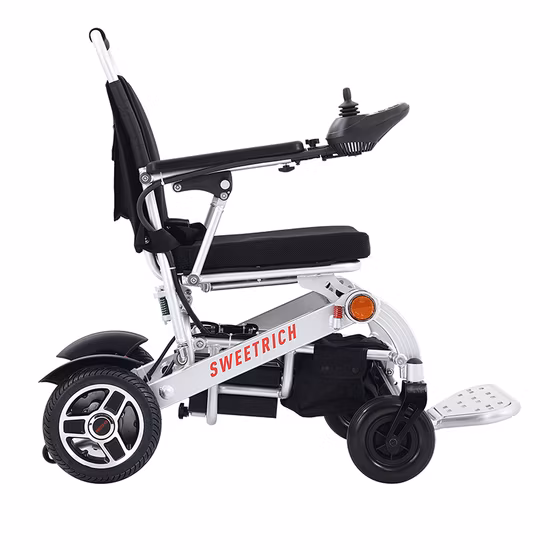 Cadeira de rodas elétrica dobrável, estrutura forte de alumínio, sistema de freio eletromagnético, scooter para deficientes